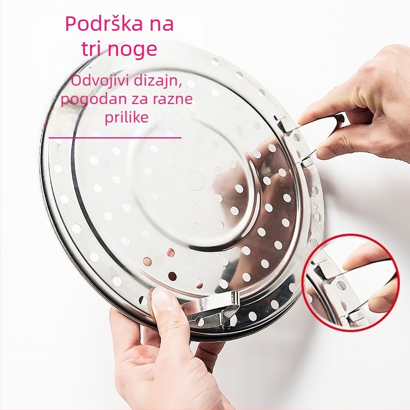 Nehrđajući čelični parni stalak s debelim dnom, višestruki parni poslužavnik za kruh i parene pecive