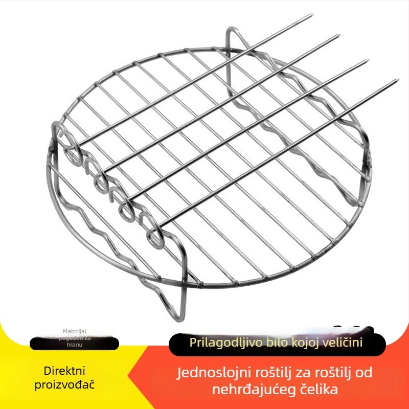 Jednostruka kružna rešetka od nehrđajućeg čelika 304, za roštilj i air fryer, za šalice i kružni stalak za dehidraciju i parenje, prilagodljiva