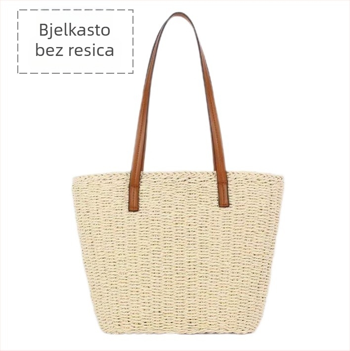 Nova višenamenska torba od slame, velika zapremina, ručno pletena, za plažu i odmor, ženska torba preko ramena