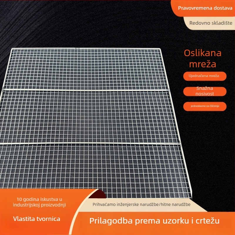 Prilagođena balkonska mreža za sušenje s pladnjem, pravokutna mreža za roštilj, mreža za odvod ulja, mreža premazana sprejem