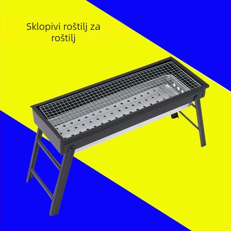 Prijenosni sklopivi roštilj na ugljen za vanjsku upotrebu, bezdimni, kompaktni kućni roštilj sa ražnjićima