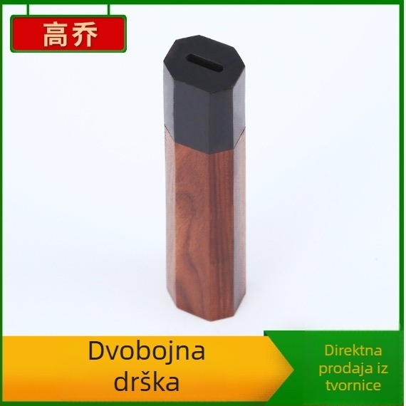 Drška od FSC-certificiranog drveta, osmerokutna od Ebony-Red rijetkog drveta za vilicu za roštilj, drška s prolaznim otvorom