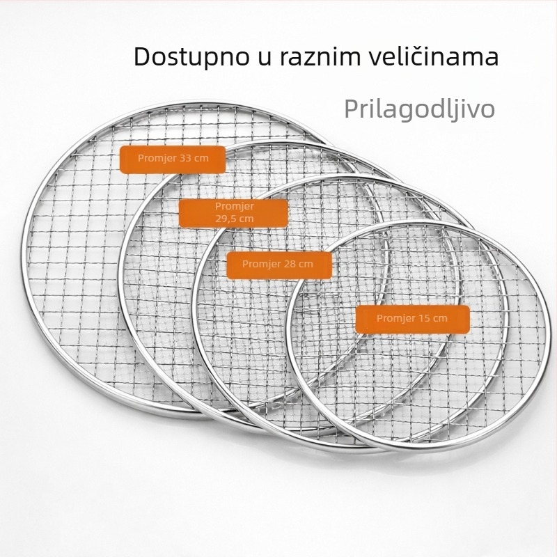 Okrugla mreža za roštilj od nehrđajućeg čelika za kuhanje čaja oko štednjaka, debeli rubovi, otporna na visoke temperature