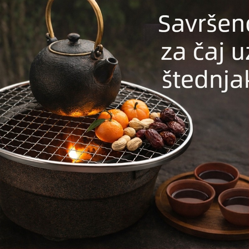 Okrugla mreža za roštilj od nehrđajućeg čelika za kuhanje čaja oko štednjaka, debeli rubovi, otporna na visoke temperature