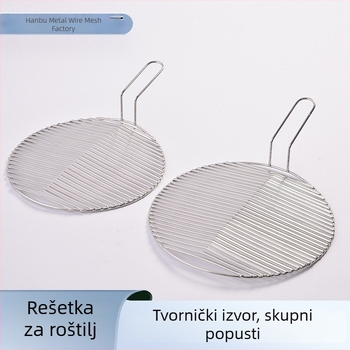 Nehrđajući čelik, komercijalna rešetka za roštilj s drenažnim kanalom za ulje i ručkom, debela okrugla rešetka za roštilj