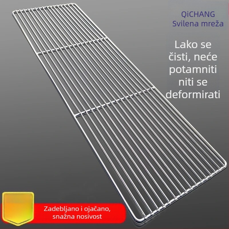 Nerđajući čelik – pravokutna mreža za roštilj s debelim trakama, roštilj za pećnicu, uklonjiva, jednostavna za čišćenje, bez premaza