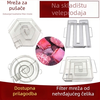 Gril mreža u obliku šesterokuta, kružnica i kvadratna – generator hladnog dimljenja, košara za dimljenje i mreža za BBQ slaninu