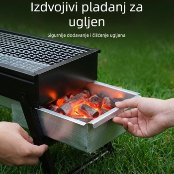 Prijenosni roštilj na ugljen bez dima, za kampiranje i dvorište