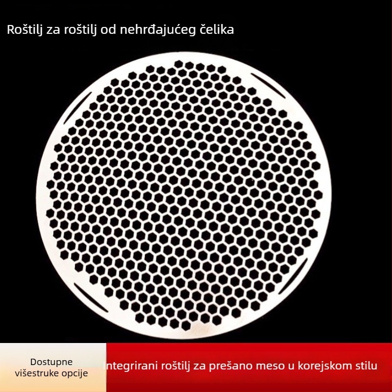 Monolitna mreža za roštilj od nehrđajućeg čelika, kružnog oblika, korejskog stila grill ploča