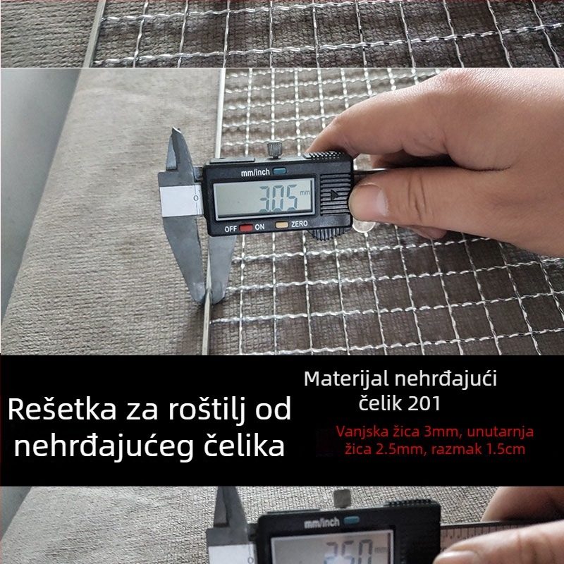 Mreža od nehrđajućeg čelika za roštilj za povrće, ribu i meso – čvrsta mreža od žice