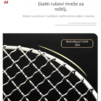 Prilagodljiva okrugla mreža za roštilj od 304 nehrđajućeg čelika za ugljene peći, idealna za kuhanje čaja oko štednjaka