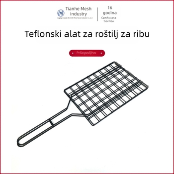 Pince za roštilj s teflonskim premazom, debela konstrukcija, od nehrđajućeg čelika, za komercijalnu upotrebu pri roštiljanju ribe