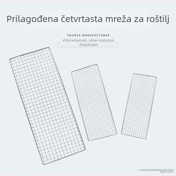 Prilagođena debela pravokutna galvanizirana mreža za roštilj, za kampiranje i vanjsku upotrebu, otporna na hrđu