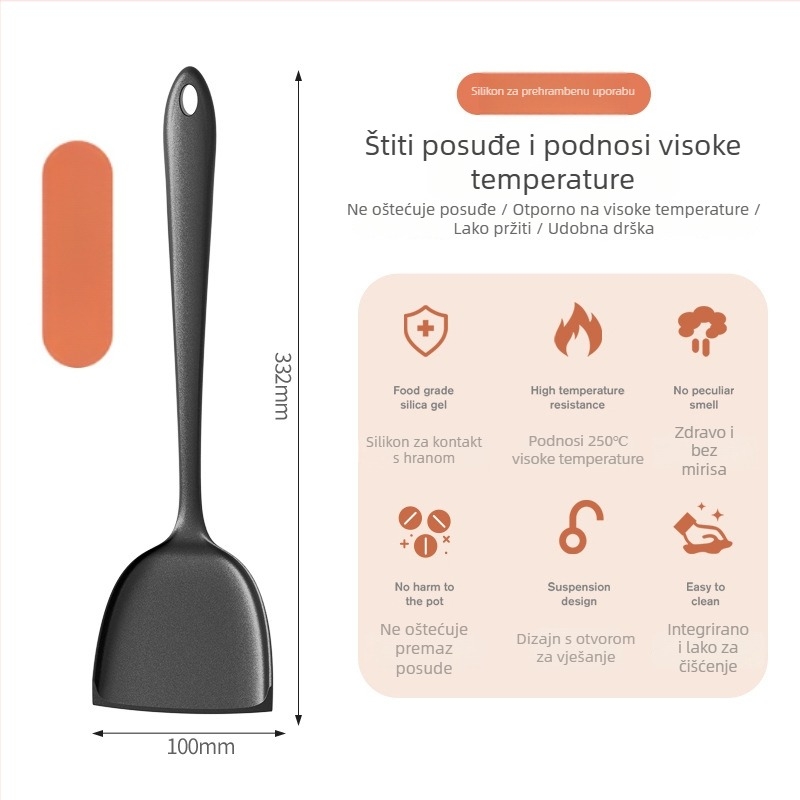 Set silikonskih špatula otpornih na visoke temperature za nepriľjajuće tave – drvena žlica i kuhinjski pribor