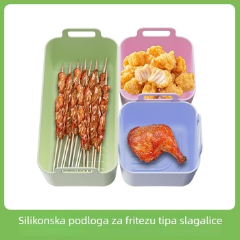 Silikonska unutarnja podloga za fritezu na zrak i pleh za pečenje – višenamjenska, ponovno upotrebljiva podloga za roštilj, otporna na visoke temperature
