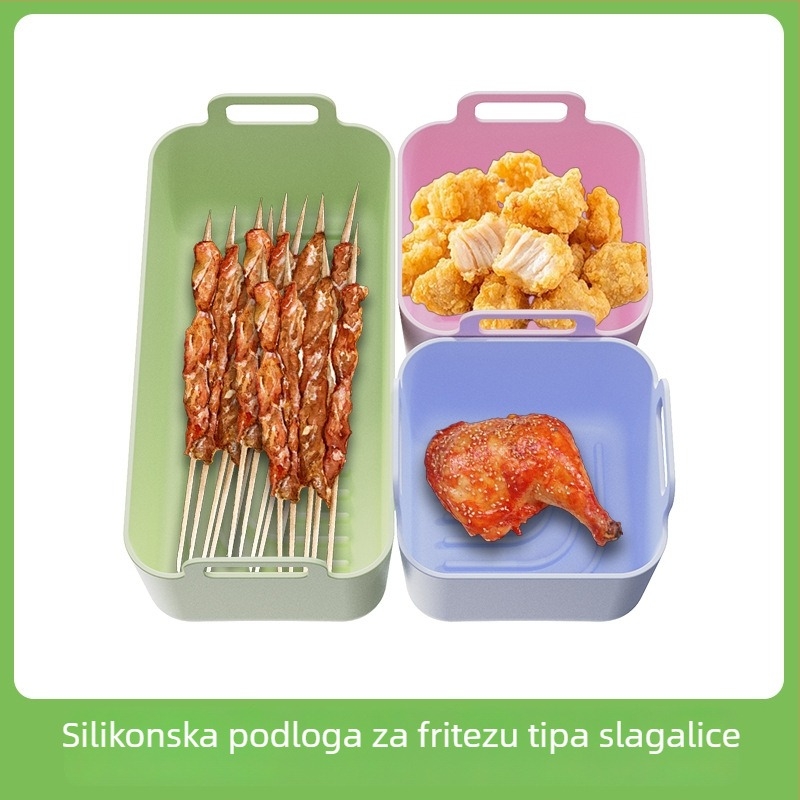 Silikonska unutarnja podloga za fritezu na zrak i pleh za pečenje – višenamjenska, ponovno upotrebljiva podloga za roštilj, otporna na visoke temperature