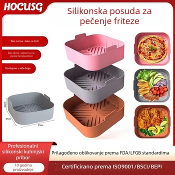 Kvadratni silikonasti set za pečenje s podlogom za fritezu na zrak, za kućnu upotrebu