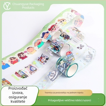 PET traka s crtićem za DIY uređenje bilježnice, slatke okvire naljepnica, materijal za naljepnice, cijeli valjak