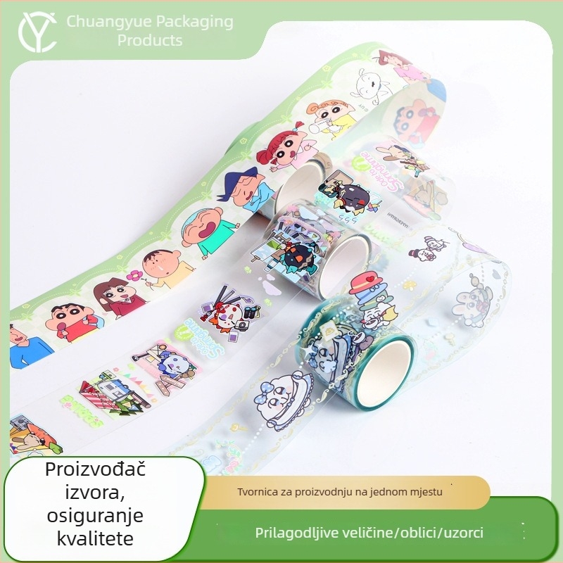 PET traka s crtićem za DIY uređenje bilježnice, slatke okvire naljepnica, materijal za naljepnice, cijeli valjak