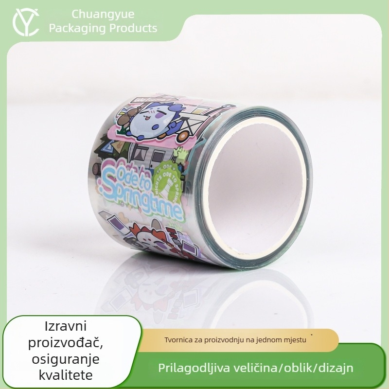 PET traka s crtićem za DIY uređenje bilježnice, slatke okvire naljepnica, materijal za naljepnice, cijeli valjak