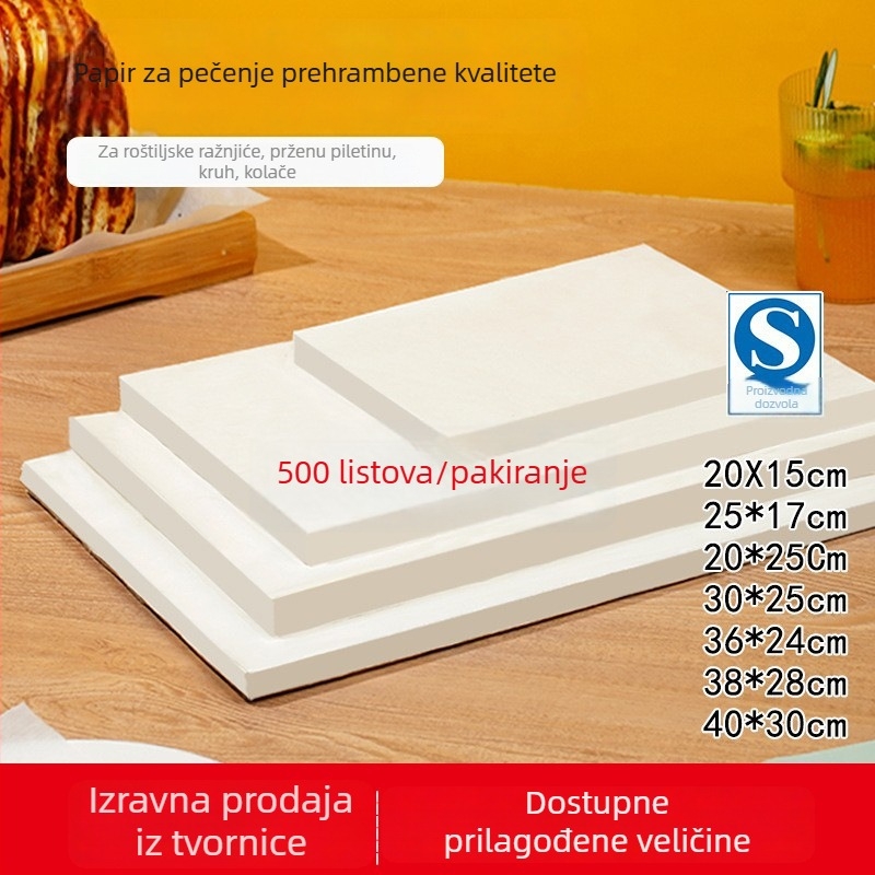 Papir za pečenje s apsorpcijom masnoće, za pećnicu, podloga za pečenje kruha i kolača, ražnjići