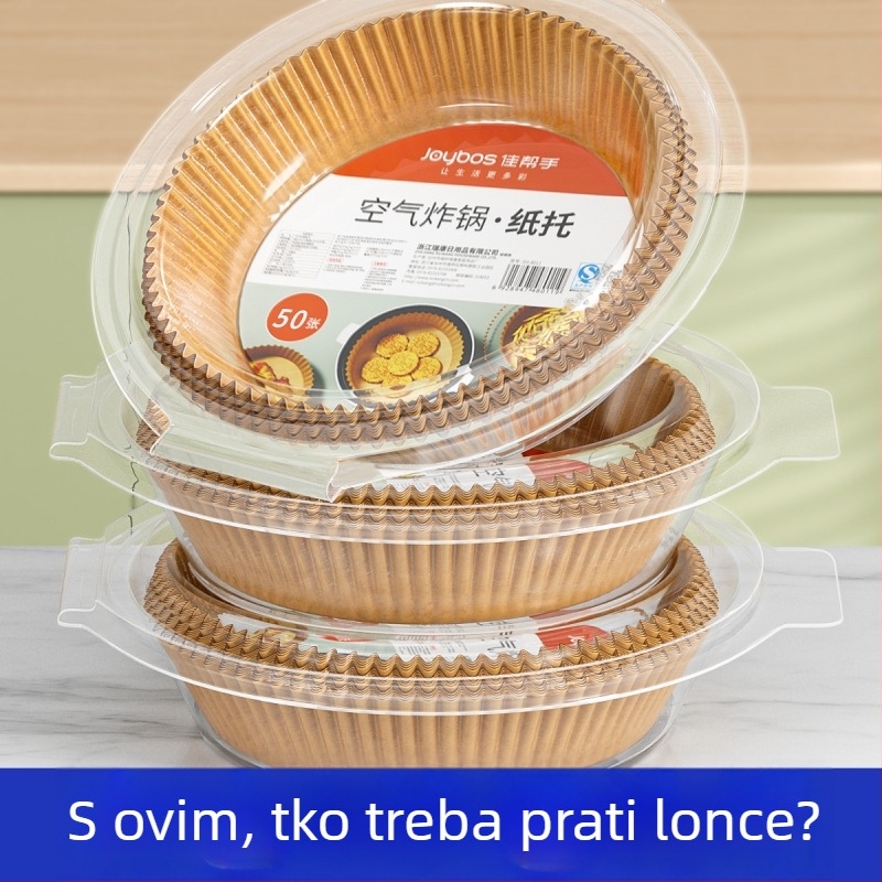 Papir za air fryer za kućnu upotrebu, debeli upijajući papir za masnoću, papir za pečenje s premazom od silikona, podloga za pečenje, posude od aluminijske folije