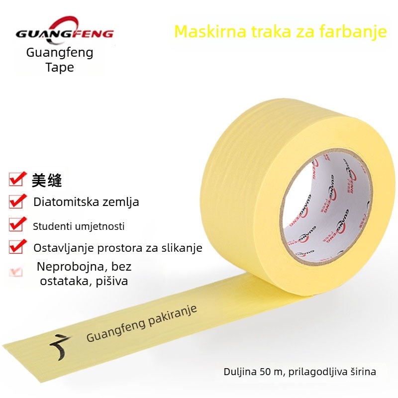 Bež maskirajuća traka od papira otporna na visoke temperature za bojanje i dekoriranje