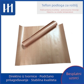 Neprijanjajući podložak za roštilj od staklenog vlakna, vanjska višenamjenska podloga za grill, otporna na visoke temperature s Teflon premazom