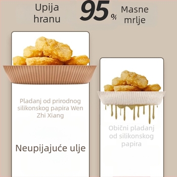 Papir za pečenje s premazom silikona, apsorbirajuće podloge za masnoću, za air fryer i pećnicu