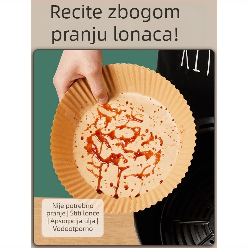 Papir za pečenje s premazom silikona, apsorbirajuće podloge za masnoću, za air fryer i pećnicu