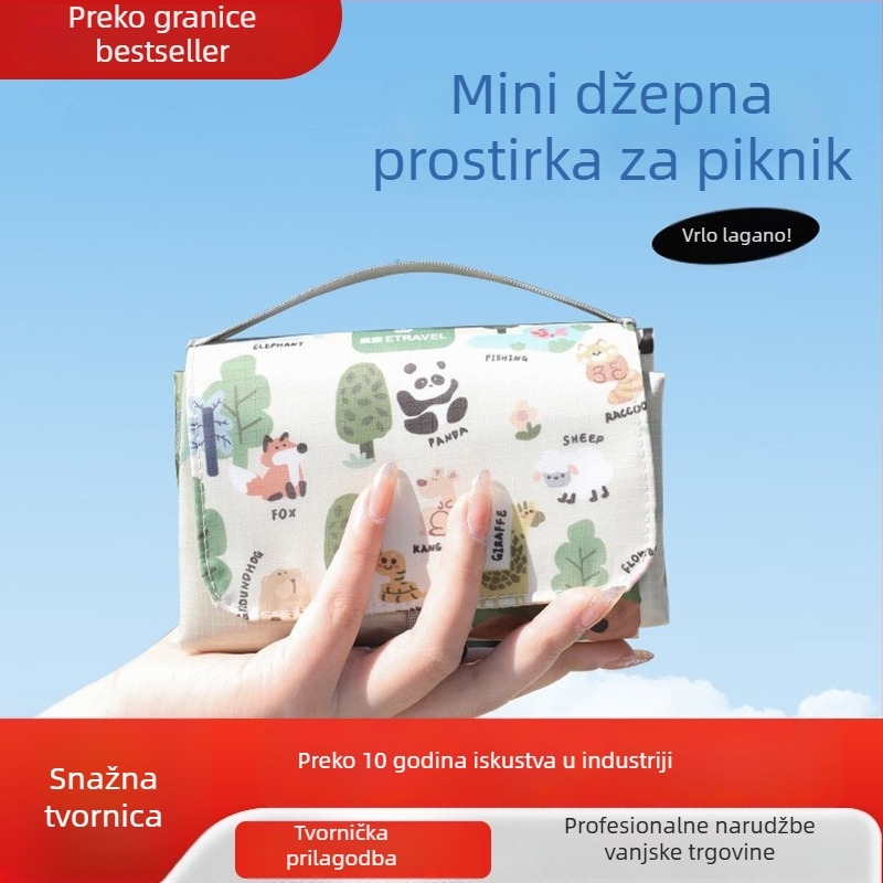 Prijenosna mini piknik podloga, vodootporna i otporna na vlagu, tanak dizajn za proljetne izlete, kampiranje i otvorene travnjake, veličina 210 × 220 cm