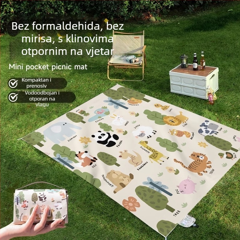 Prijenosna mini piknik podloga, vodootporna i otporna na vlagu, tanak dizajn za proljetne izlete, kampiranje i otvorene travnjake, veličina 210 × 220 cm
