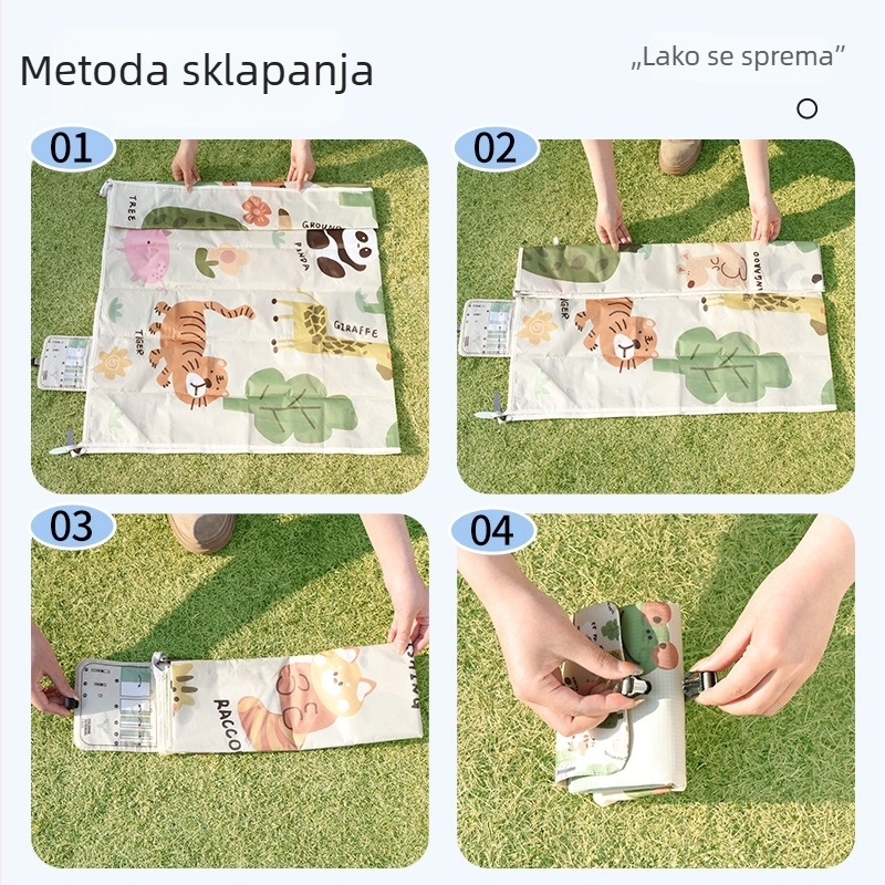 Prijenosna mini piknik podloga, vodootporna i otporna na vlagu, tanak dizajn za proljetne izlete, kampiranje i otvorene travnjake, veličina 210 × 220 cm