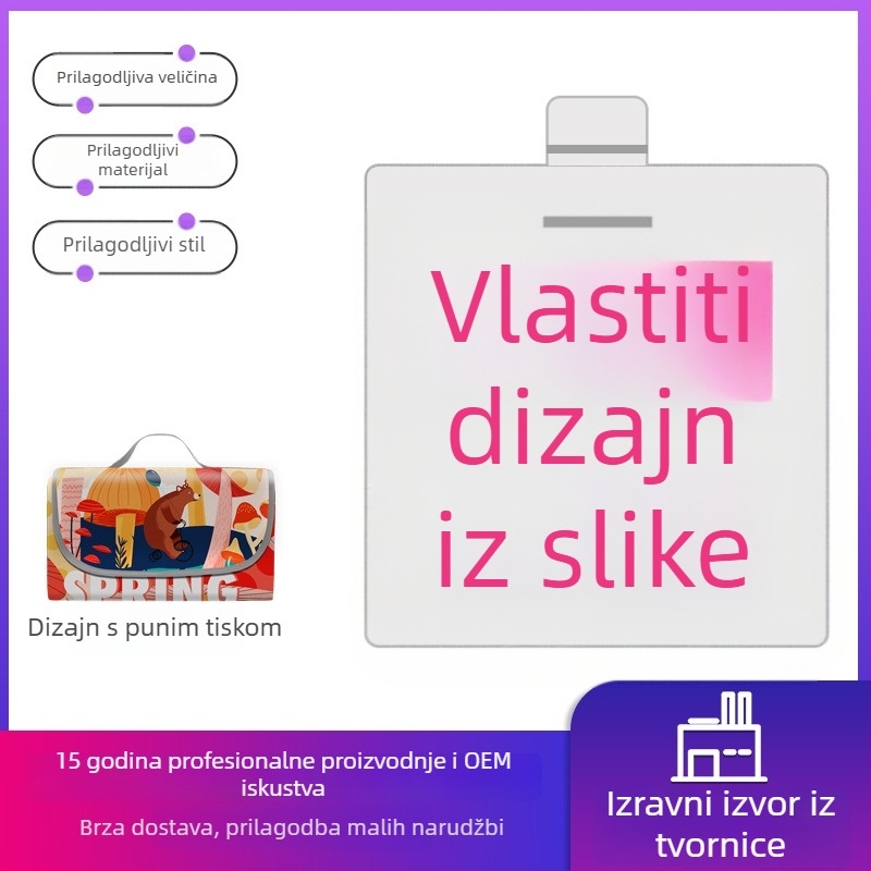 Prilagodljiva piknik podloga za kampiranje – vodootporna Oxford tkanina s aluminijskom folijom, prijenosna, s otiskom logotipa