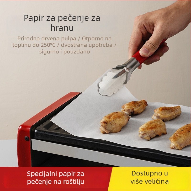Visokokvalitetni papir za podmetače tanjura za restorane; upija masnoću, otporan na visoke temperature, pogodan za roštilj i bankete.