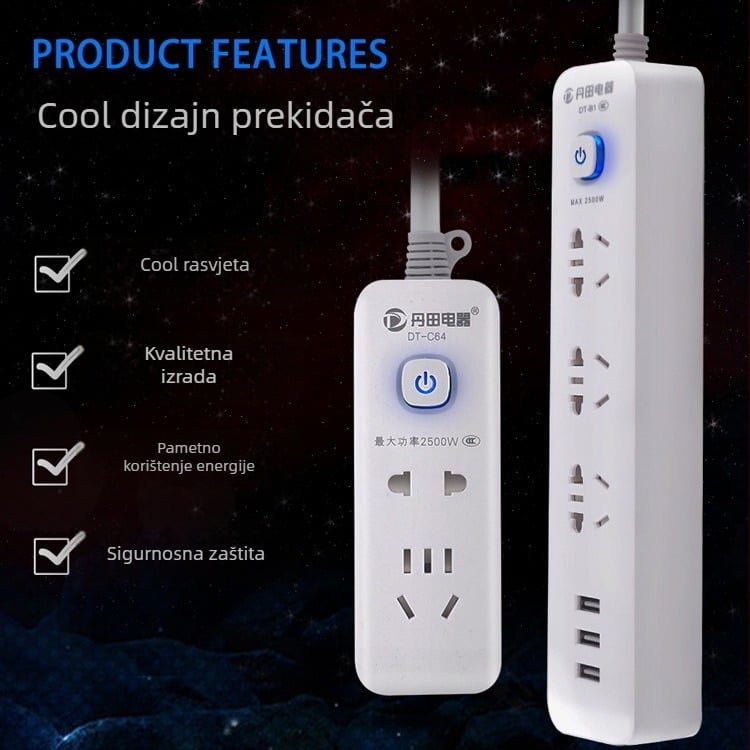 USB produžni kabel s USB priključcima, novi državni standard, višenamjenska utičnica za dom i ured