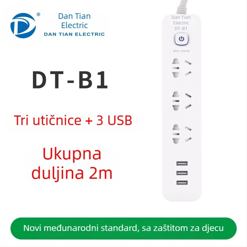 USB produžni kabel s USB priključcima, novi državni standard, višenamjenska utičnica za dom i ured