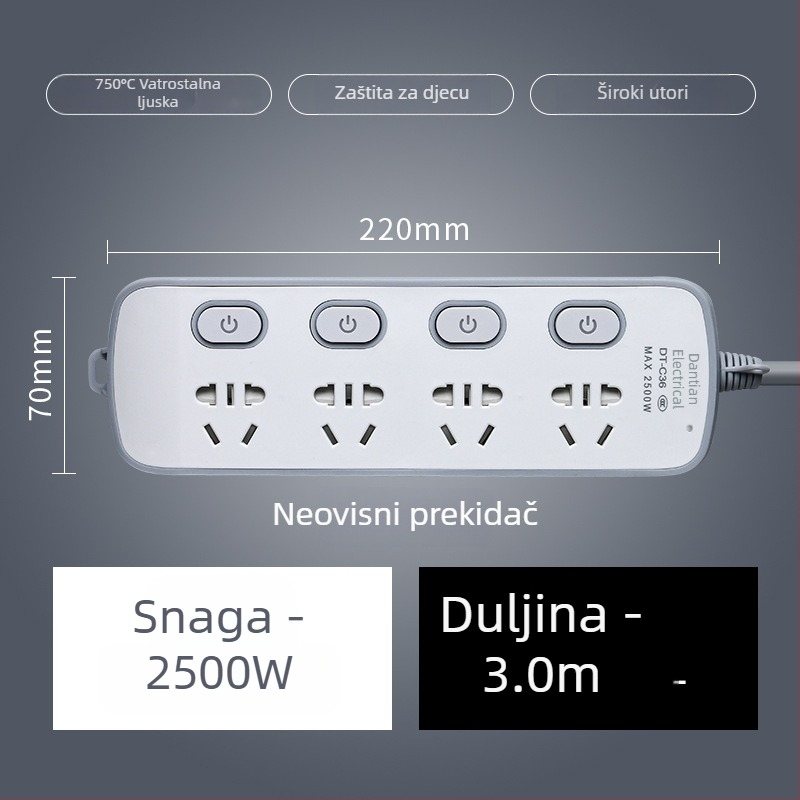 USB produžni kabel s USB priključcima, novi državni standard, višenamjenska utičnica za dom i ured
