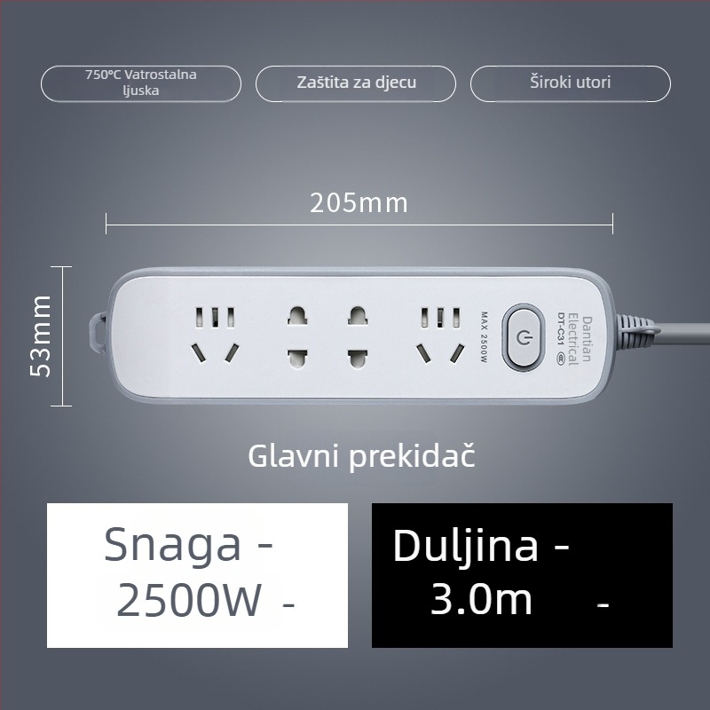 USB produžni kabel s USB priključcima, novi državni standard, višenamjenska utičnica za dom i ured