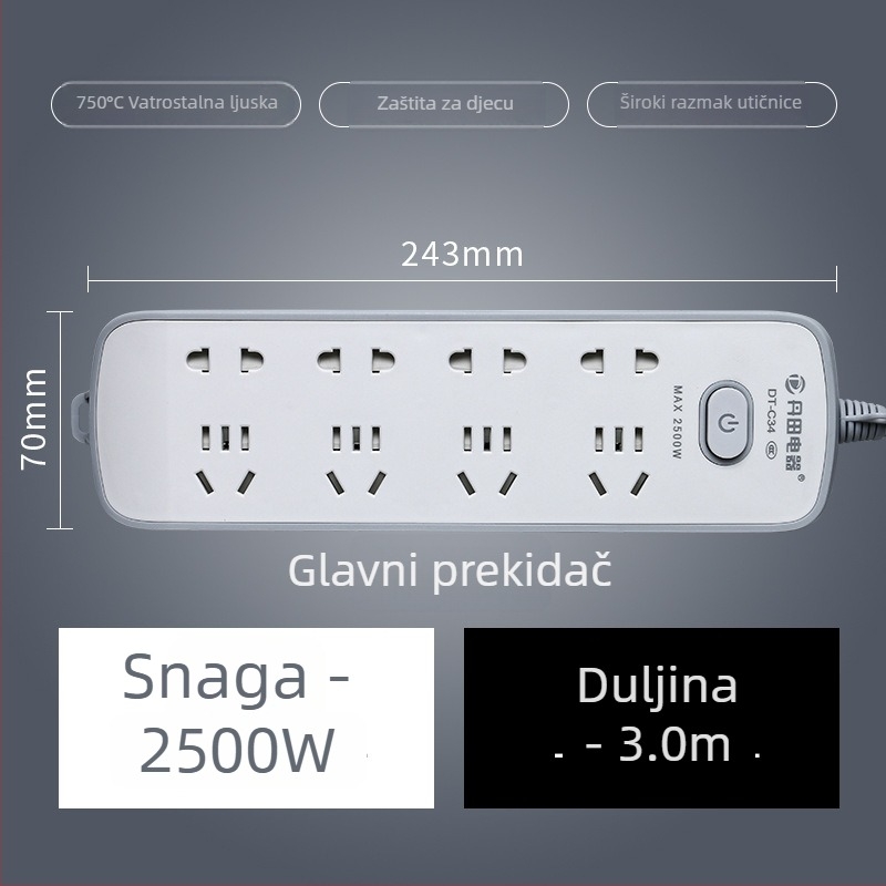 USB produžni kabel s USB priključcima, novi državni standard, višenamjenska utičnica za dom i ured