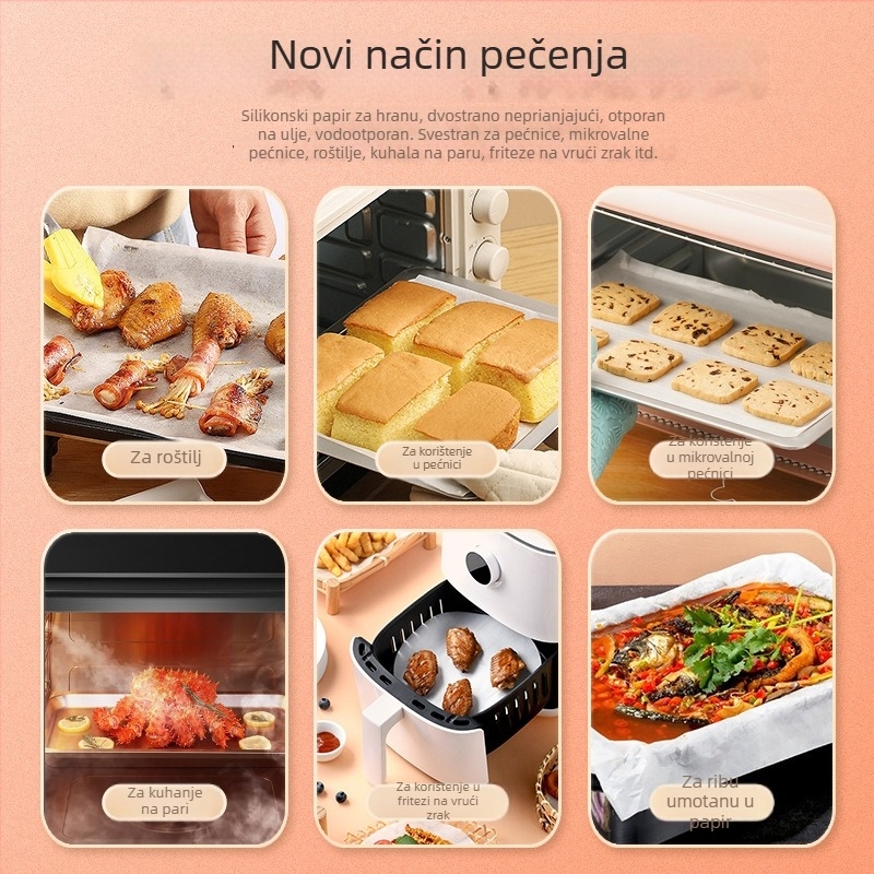 Papir za pečenje ribe, dimenzije 60×40 cm, bez rupa, dvostrano silikoniziran premaz, anti‑stick za pečenje i kuhanje na pari, 500 listova