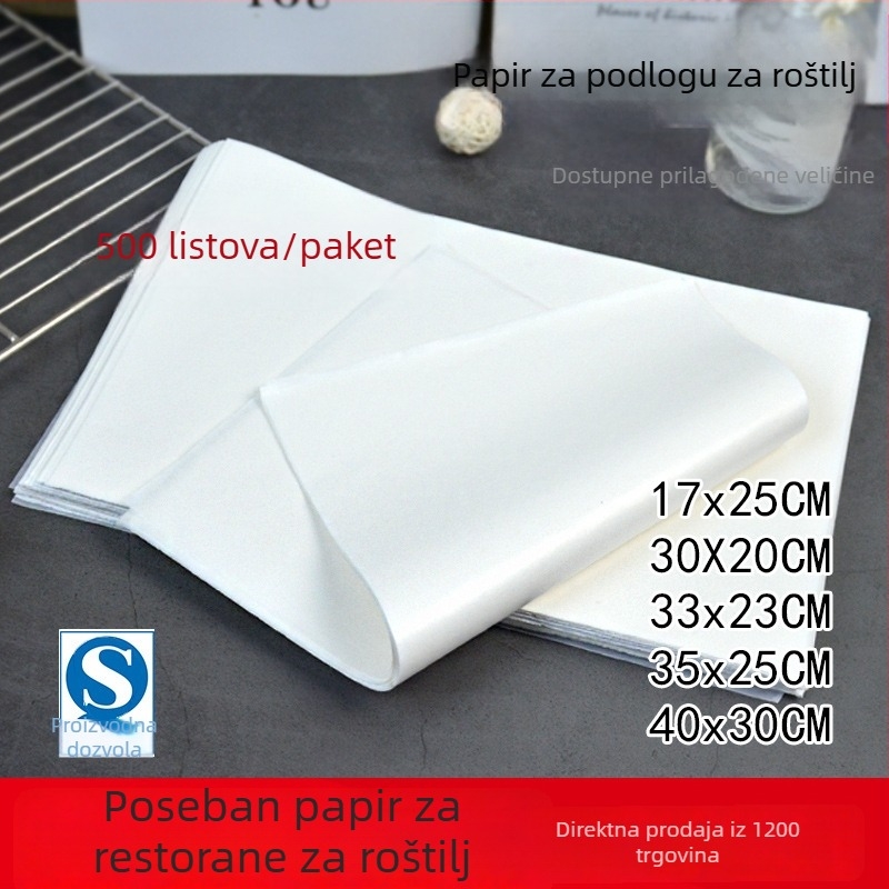 Papir za apsorpciju ulja za prženje, silikonska prevleka, pogodan za ražnjiće i poslužnike