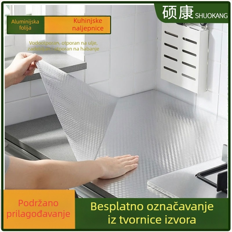 Prilagođene debeli aluminijski folijski kuhinjski naljepnice, otporne na masnoće i vatru, s luksuznim izgledom i visokom temperaturom otpornošću za kuhinjske ploče, radne površine i zidove