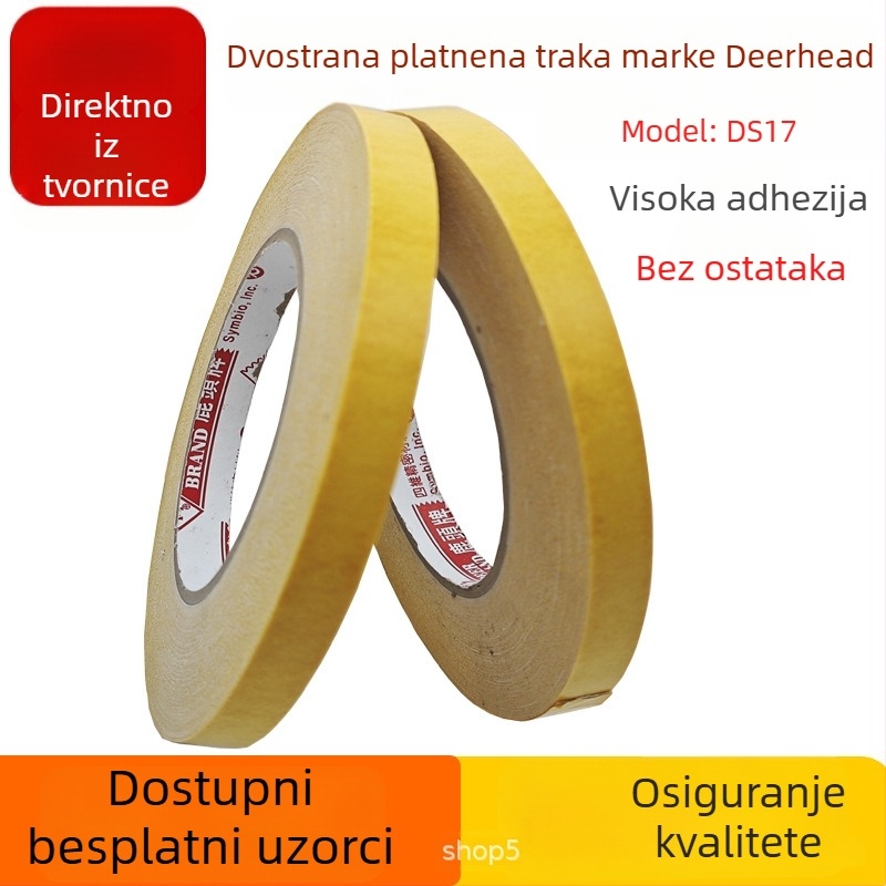 Deerhead DS17B platnena dvostrana ljepiljiva traka za 4D ispis i učvršćivanje ploča, otporna na visoke temperature, ljepilo za kalupe, bez ostataka.