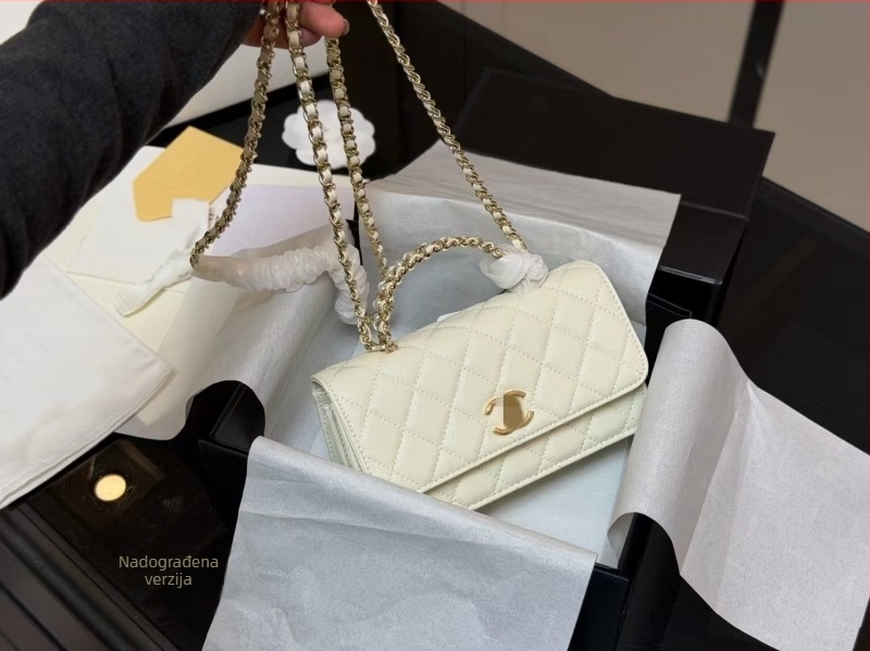 Torba od prve kože s bisernom ručkom i lančanim remenom, dijamantno šivanje, elegantna za rame ili crossbody