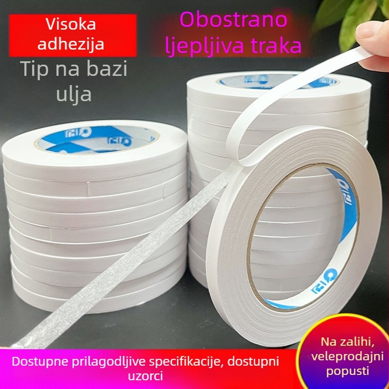 Dvostrana ljepljiva traka na bazi ulja, visoka viskoznost i snažno prianjanje, za papir
