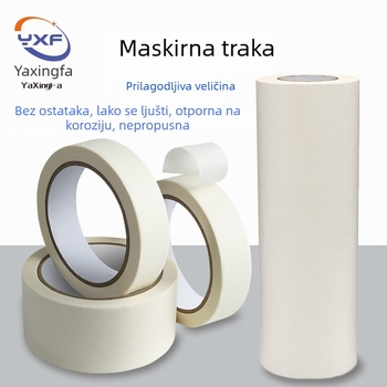 Bijela teksturirana papirnata maskirajuća traka, lako se može kidati rukom, pisalna površina, bez ostataka ljepila, maskiranje sprejom, kućna i vjenčana dekoracija.