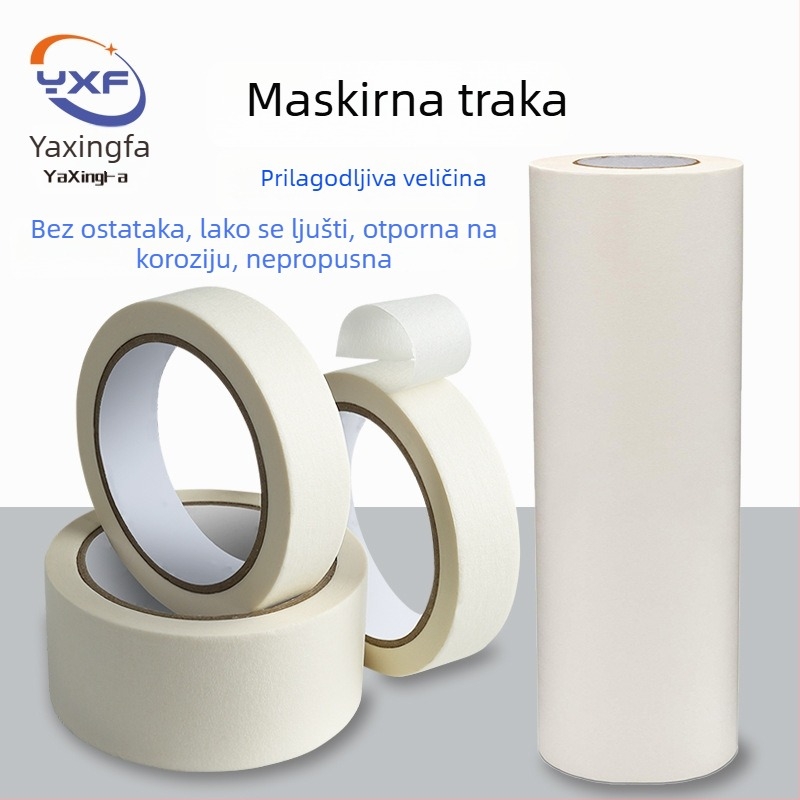 Bijela teksturirana papirnata maskirajuća traka, lako se može kidati rukom, pisalna površina, bez ostataka ljepila, maskiranje sprejom, kućna i vjenčana dekoracija.