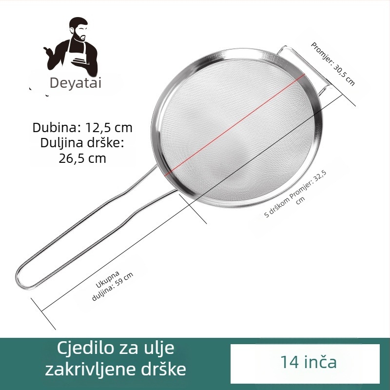 Sito od nehrđajućeg čelika 304, ultrafino filtriranje za sojino mlijeko, s dvije drške, velikog promjera