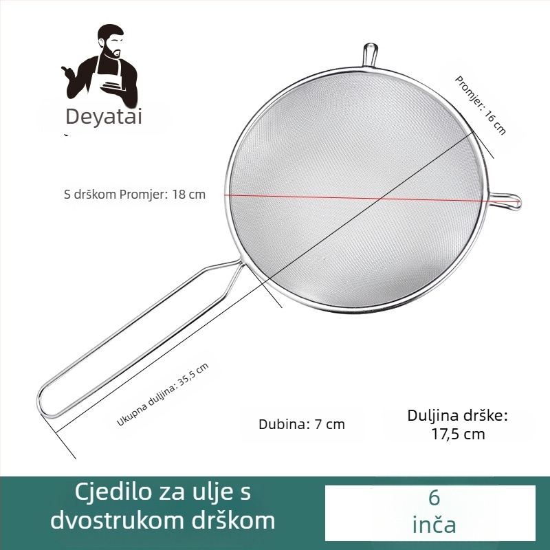 Sito od nehrđajućeg čelika 304, ultrafino filtriranje za sojino mlijeko, s dvije drške, velikog promjera